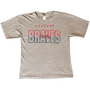Vintage 90s Atlanta Braves MLB Baseball T-Shirt 1999 Grey Graphic Size Large